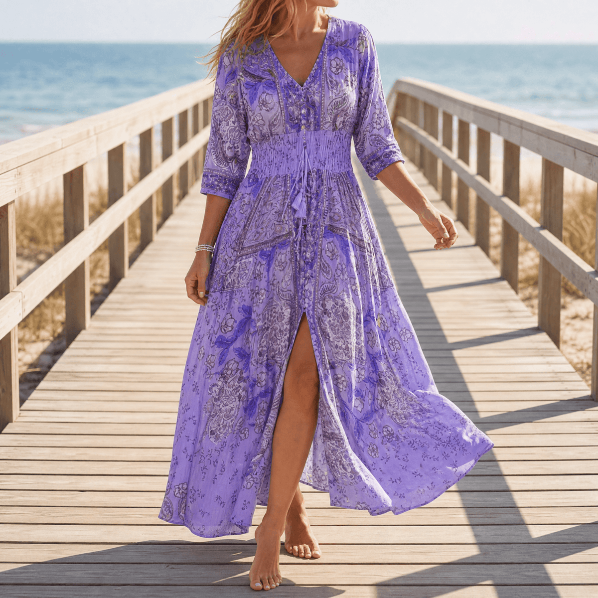 Floressa Flowy Floral V-Neck Women's Midi-to-Maxi Dress