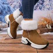 Women's Plush-Lined Wedge Winter Ankle Boots with Faux Fur Trim
