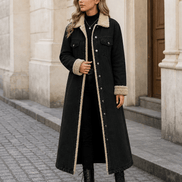 Denora Sherpa-Lined Full-Length Denim Winter Coat for Women