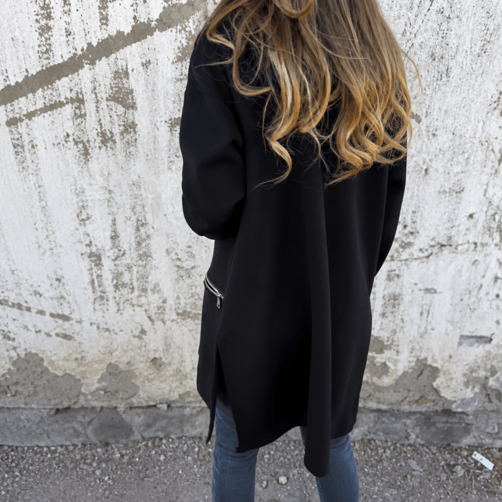Women's Longline Hooded Zip-Up Jacket with Pockets