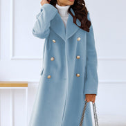 Emily Double Breasted Longline Winter Coats Women A-Line Wool Blend