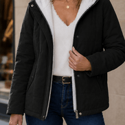Women's Thickened Hooded Quilted Puffer Jacket with Sherpa Lining