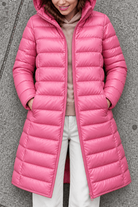 Women's Packable Quilted Puffer Jacket with Detachable Hood