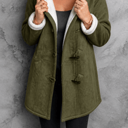 Women's Hooded Faux Suede Winter Coat with Plush Sherpa Lining