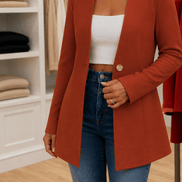 Linevalle Women's V-Neck Single-Button A-Line Tailored Blazer