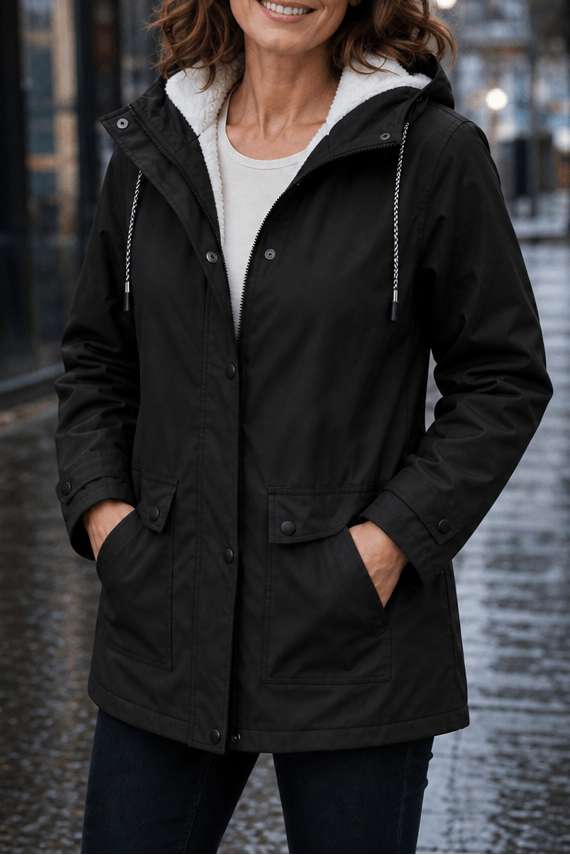 Plush-Lined Waterproof Hooded Parka Jacket for Women