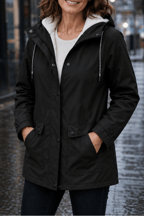 Plush-Lined Waterproof Hooded Parka Jacket for Women