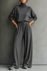 Women's Turtleneck Wide-Leg Trouser Co-Ord Set