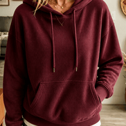 Women's Ribbed Corduroy-Look Hoodie with Front Pocket