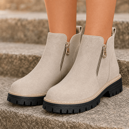 Strida Women's Cushioned Platform Chelsea Ankle Boots with Side Zip