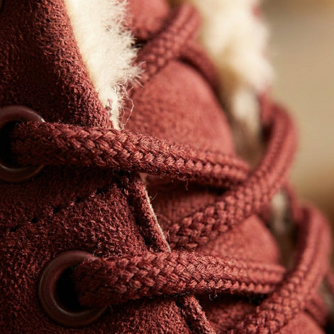 Women's Fur-Lined Suede Lace-Up Boots with Chunky Sole