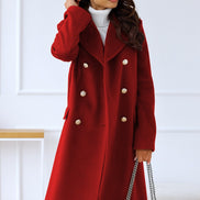 Emily Double Breasted Longline Winter Coats Women A-Line Wool Blend
