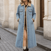 Denora Sherpa-Lined Full-Length Denim Winter Coat for Women