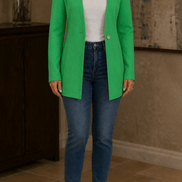Linevalle Women's V-Neck Single-Button A-Line Tailored Blazer