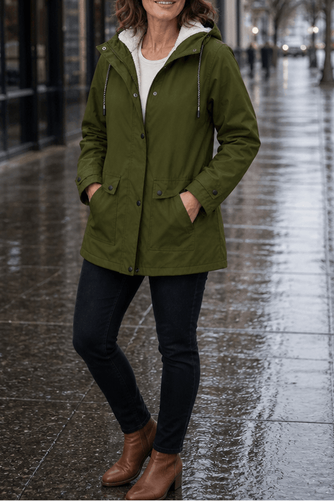 Plush-Lined Waterproof Hooded Parka Jacket for Women