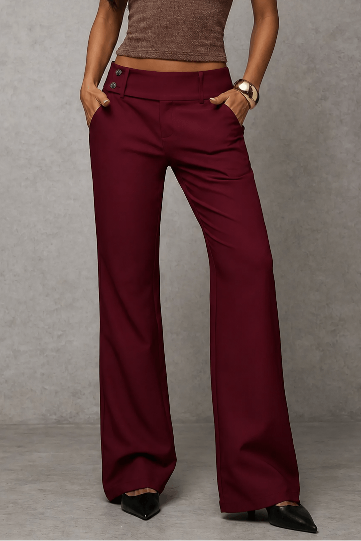 Women's Wide-Leg High-Waisted Trousers with Structured Waistband