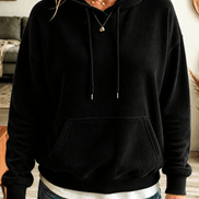 Women's Ribbed Corduroy-Look Hoodie with Front Pocket
