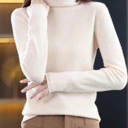 Women's Ribbed Turtleneck Knitted Jumper with Long Sleeves