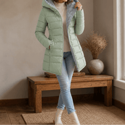 Women's Plush-Lined Hooded Longline Quilted Puffer Jacket