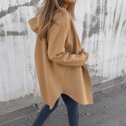 Women's Longline Hooded Zip-Up Jacket with Pockets