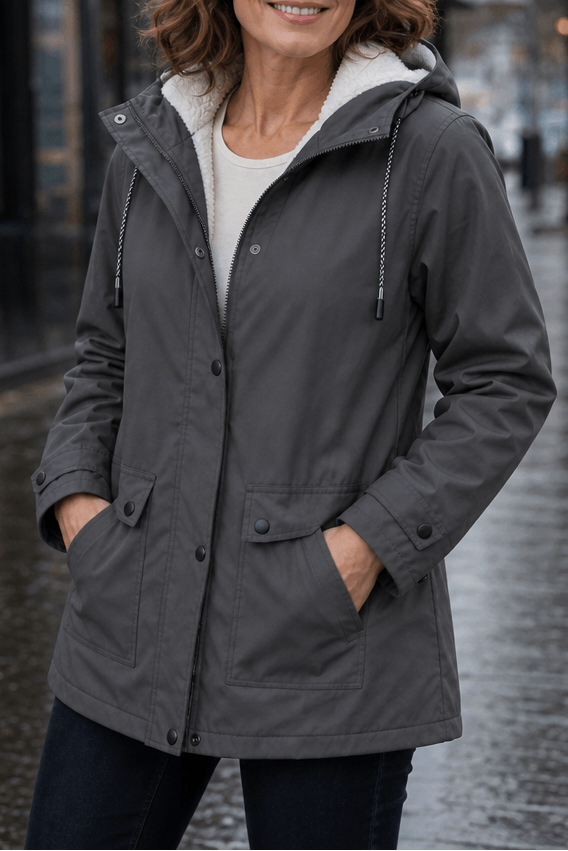 Plush-Lined Waterproof Hooded Parka Jacket for Women