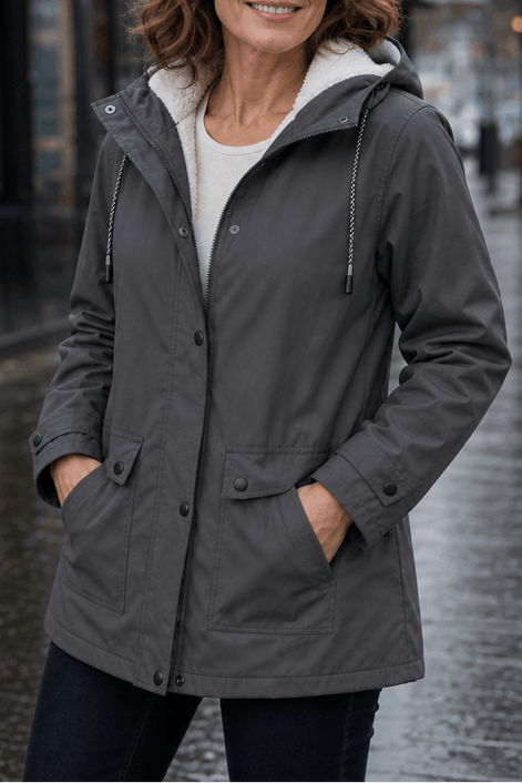 Plush-Lined Waterproof Hooded Parka Jacket for Women