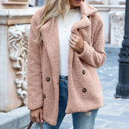 June Teddy Double-Breasted Winter Coats Women Cozy Fleece Jacket