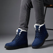 Women's Fur-Lined Suede Lace-Up Boots with Chunky Sole