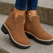 Strida Women's Cushioned Platform Chelsea Ankle Boots with Side Zip