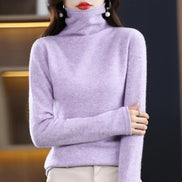 Women's Ribbed Turtleneck Knitted Jumper with Long Sleeves