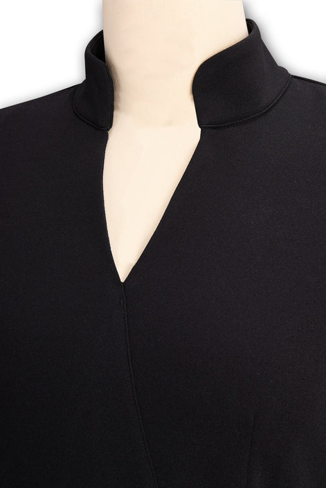 Long Sleeve Belted Bodycon Christmas Dress with Stand Collar