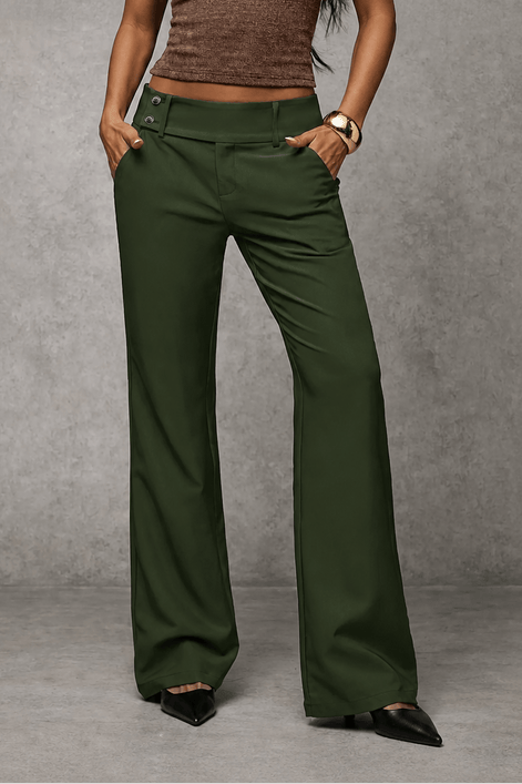 Women's Wide-Leg High-Waisted Trousers with Structured Waistband