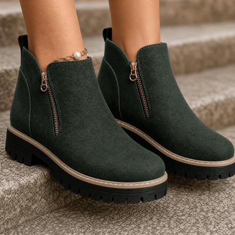 Strida Women's Cushioned Platform Chelsea Ankle Boots with Side Zip