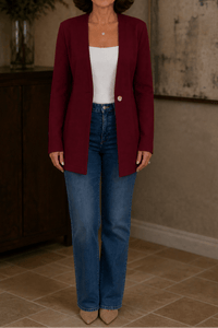 Linevalle Women's V-Neck Single-Button A-Line Tailored Blazer