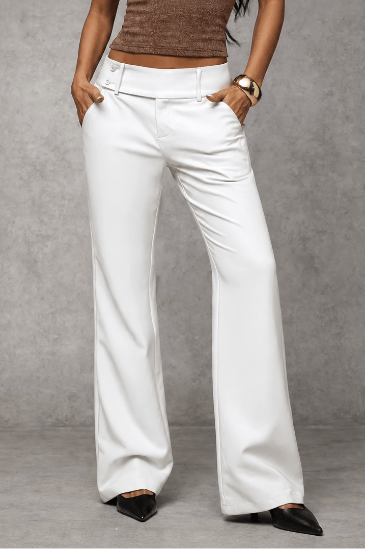 Women's Wide-Leg High-Waisted Trousers with Structured Waistband