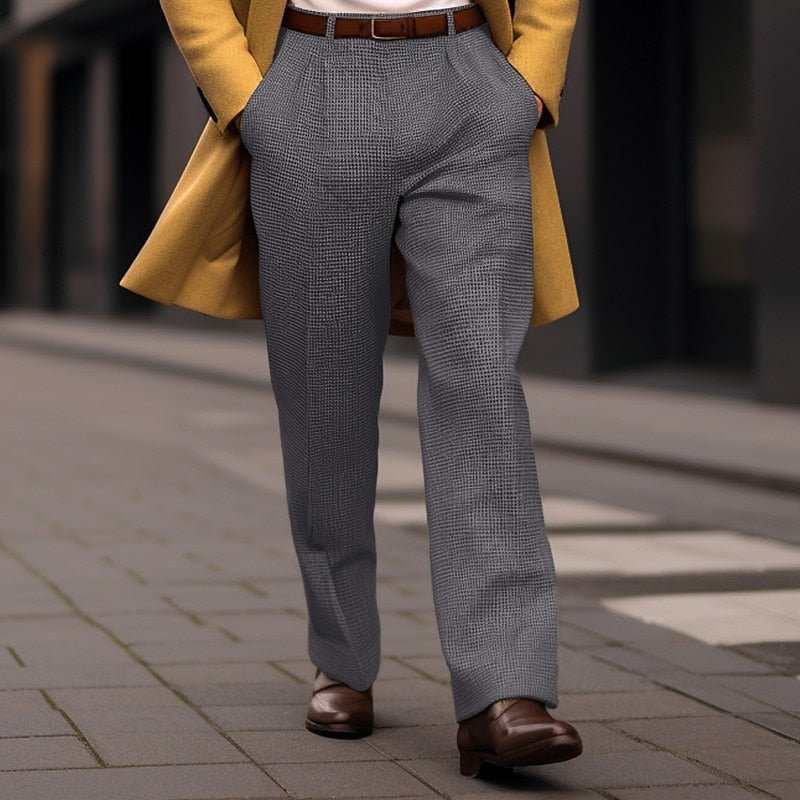 Men's Tailored Straight-Leg Trousers with Front Pockets