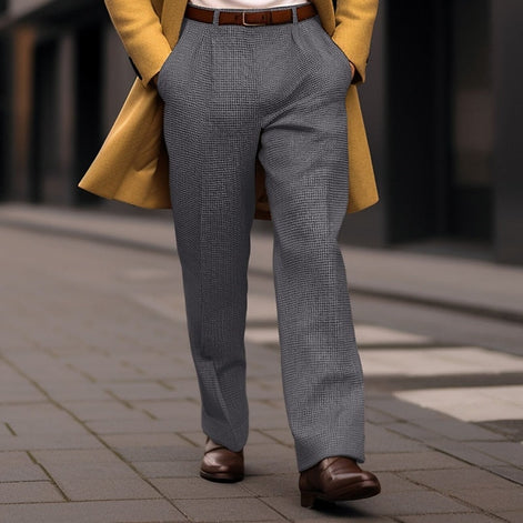 Men's Tailored Straight-Leg Trousers with Front Pockets