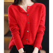 Danielle Round Neck Button-Front Knitted Cardigan for Women