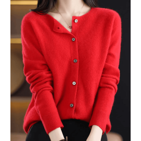 Danielle Round Neck Button-Front Knitted Cardigan for Women