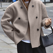 Charlene Double Breasted Wool Blend Pea Coat for Women