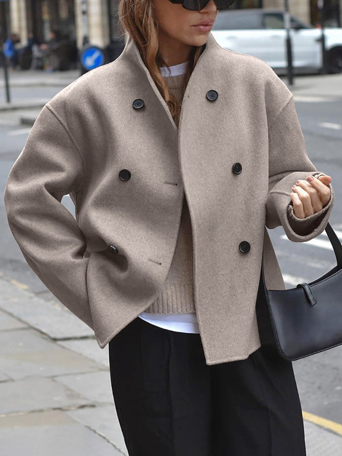 Charlene Double Breasted Wool Blend Pea Coat for Women