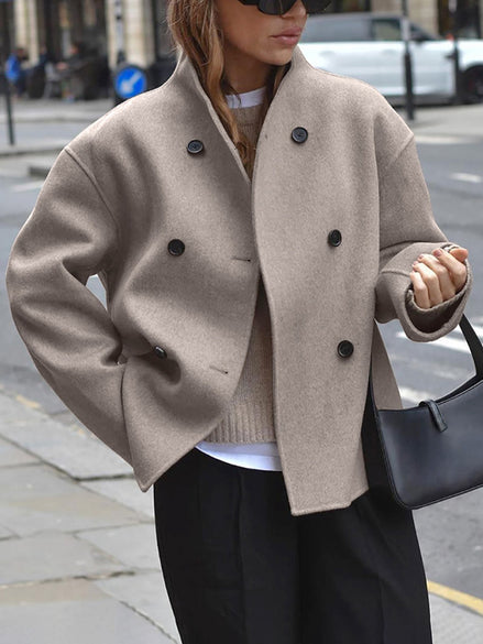 Charlene Double Breasted Wool Blend Pea Coat for Women