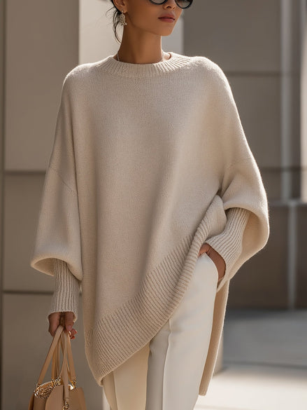 Emma Oversized Asymmetric Hem Wool Blend Knitted Jumper for Women