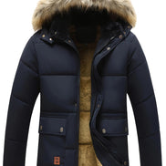 Drake Hooded Quilted Mens Puffer Jacket with Faux Fur Trim