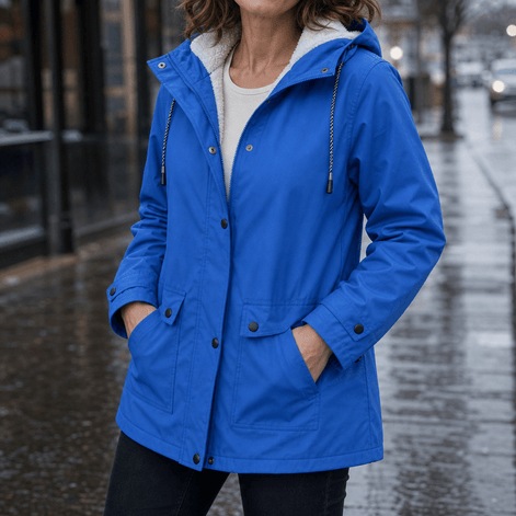 Plush-Lined Waterproof Hooded Parka Jacket for Women