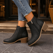 Women's Cutout Suede Ankle Boots with Block Heel