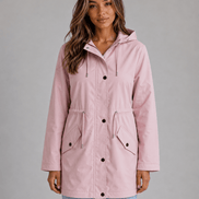 Hooded Waterproof Jacket with Drawstring Waist for Women