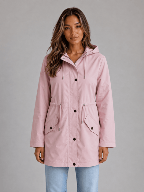 Hooded Waterproof Jacket with Drawstring Waist for Women