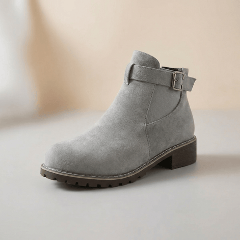 Women's Buckle-Strap Suede-Look Ankle Boots with Lug Sole