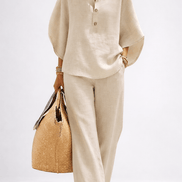 Women's Collared Wide-Leg Trouser Two-Piece Co-ord Set